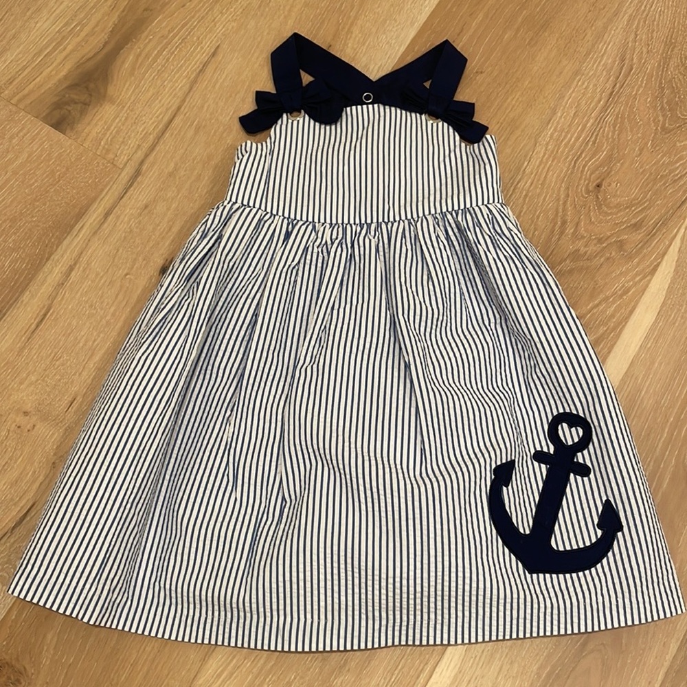 Seersucker Tahari nautical dress 5T